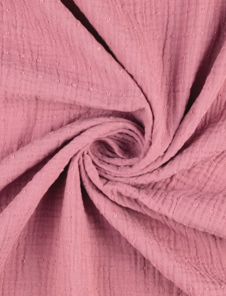 Modelo Swiss Dot Cotton Double Gauze Fabric Dusky Pink