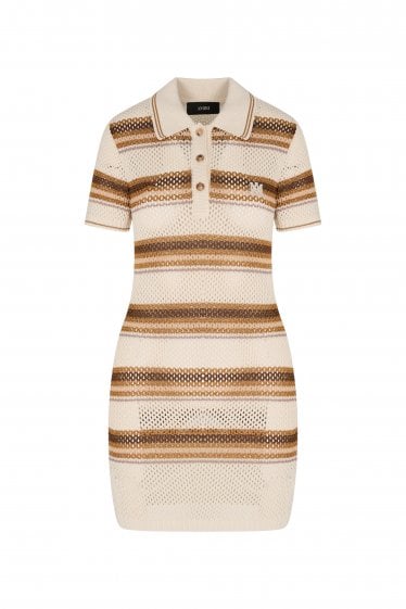 Womens MA Striped Polo Mini Dress Beige