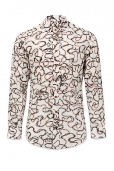 Wiggle Print 2 Button Krail Shirt White
