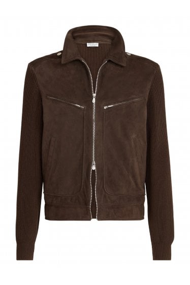 Padded Leather Jacket Brown