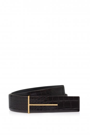 Printed Croc Reversible Belt Brown