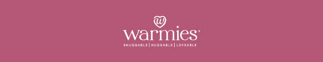 Warmies logo on magenta. Shop Warmies.
