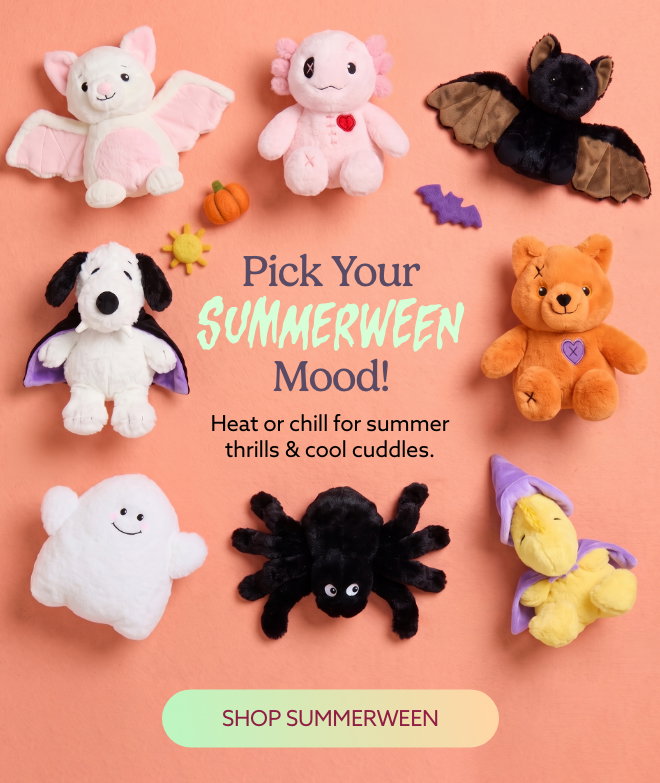 A flat lay of Summerween Warmies. Shop Now.