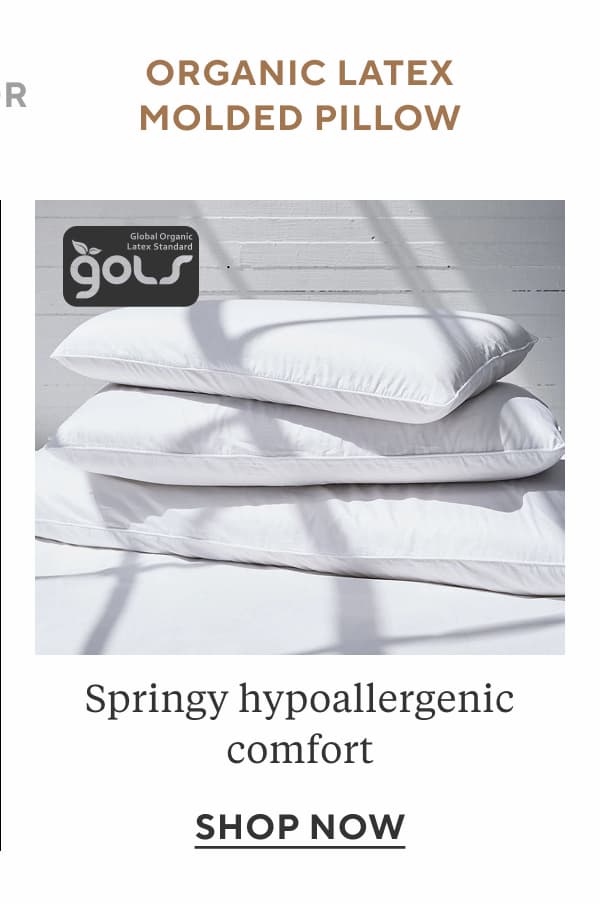 Organic Latex Molded Pillow Springy hypoallergenic comfort Shop Now