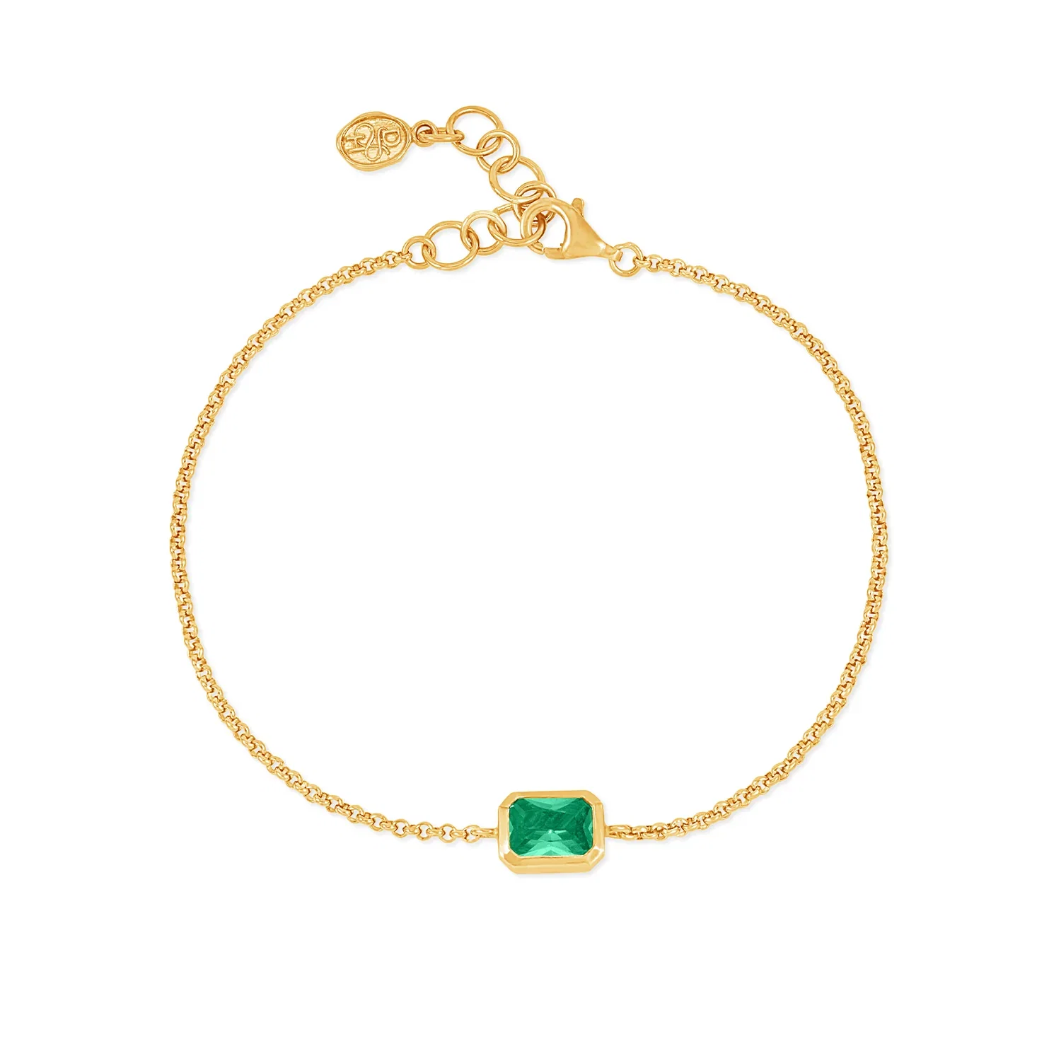 Image of Green Garnet Octagon Chain Bracelet