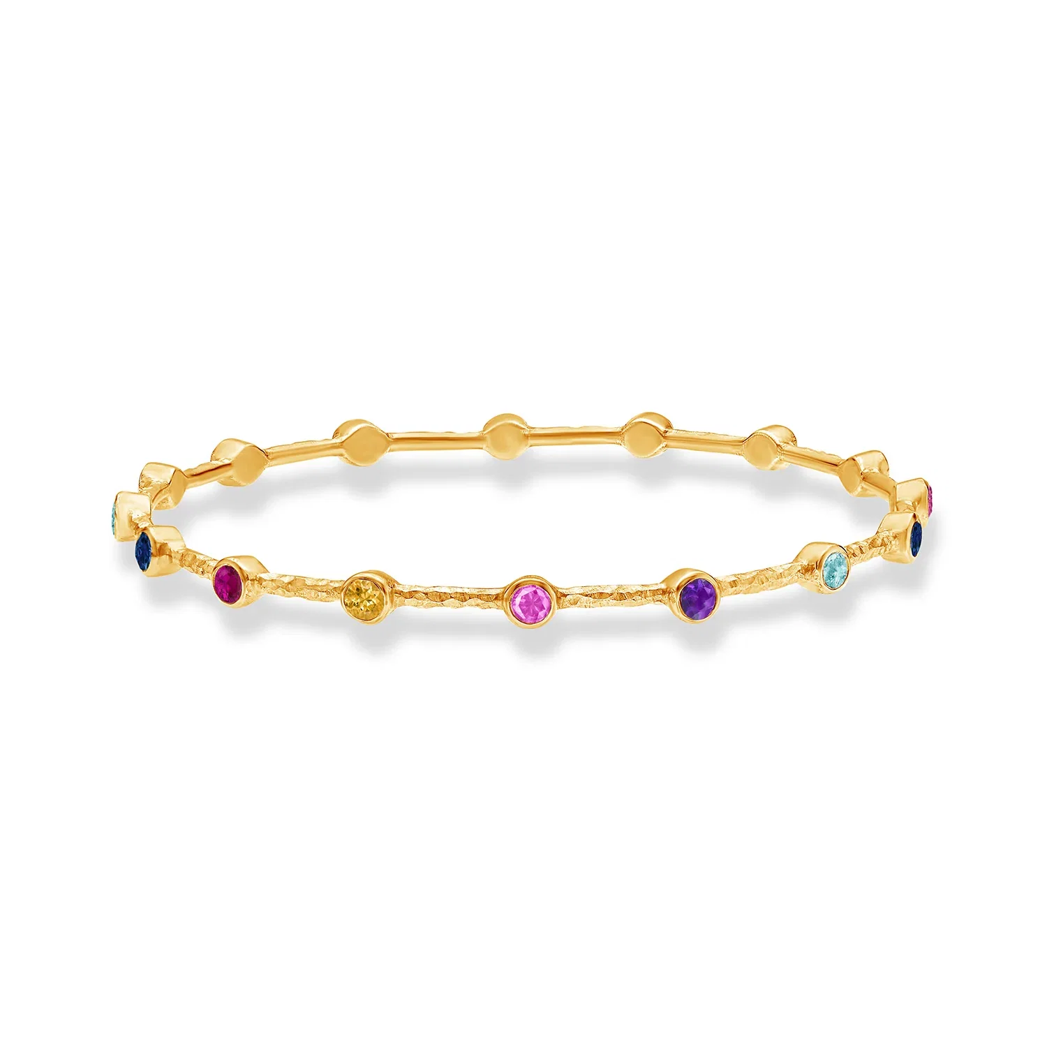 Image of Round Multi-Coloured Gemstone Array Bangle