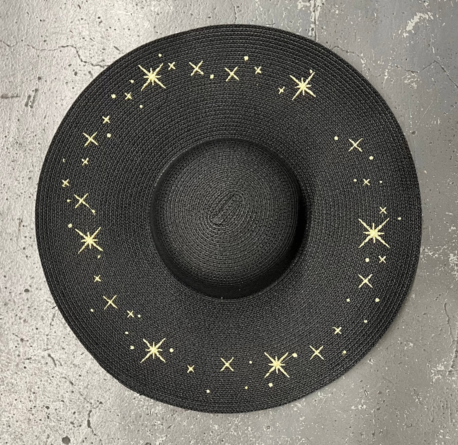 Embroidered Floppy Sun Hat - XL Brim - Starry Night