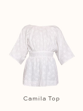 Camila Open Back Top - White Embroidery