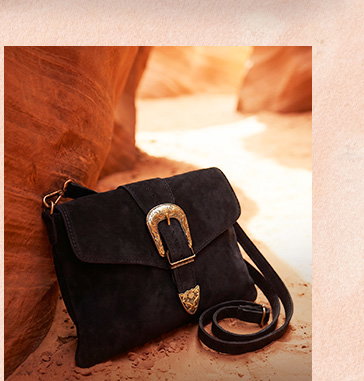 Buckle Clutch Bag Italian Suede Leather