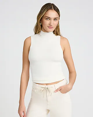 Fitted Mock Neck Sleeveless Sweater