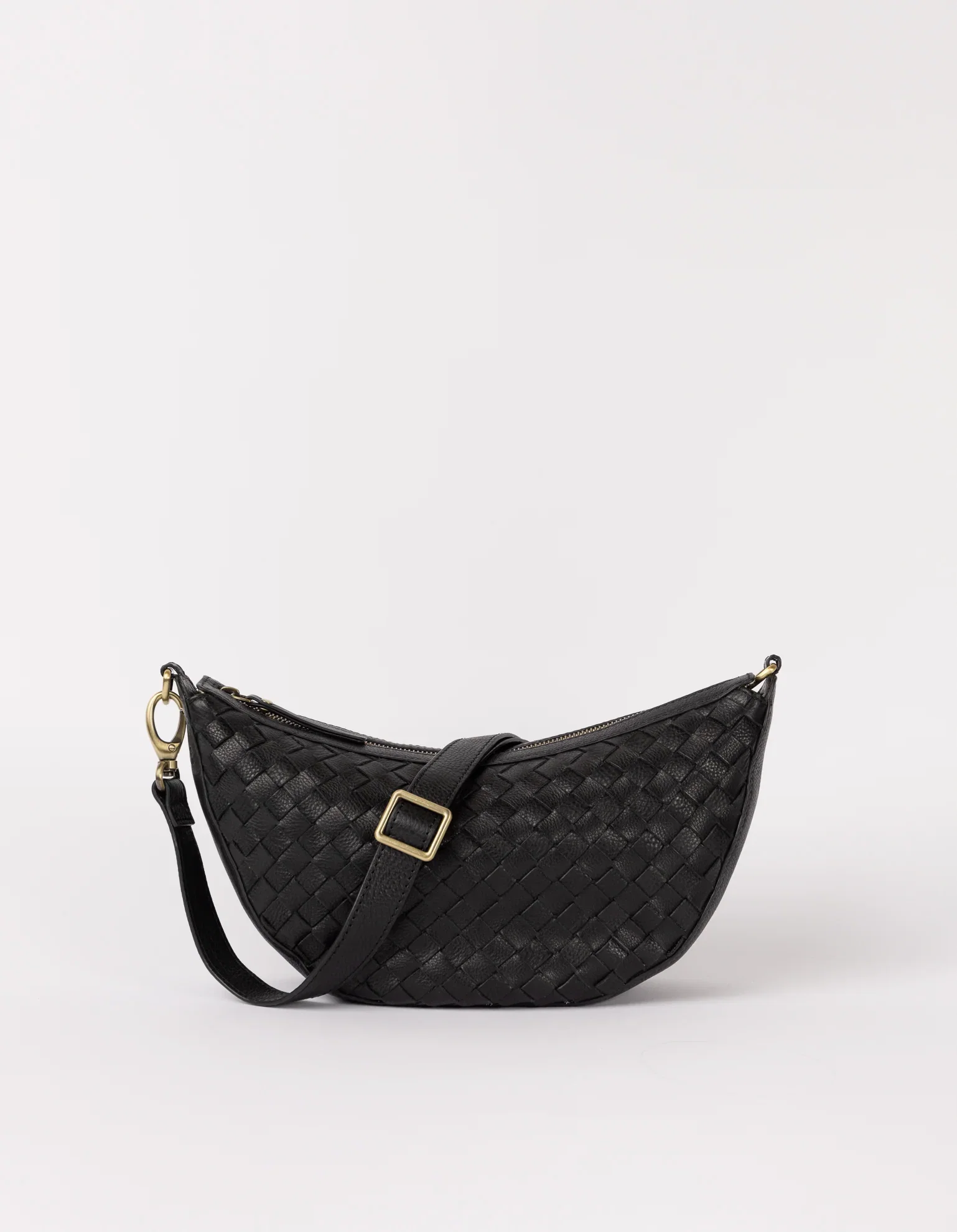 Image of Leo Midi - Black Woven Soft Grain Leather