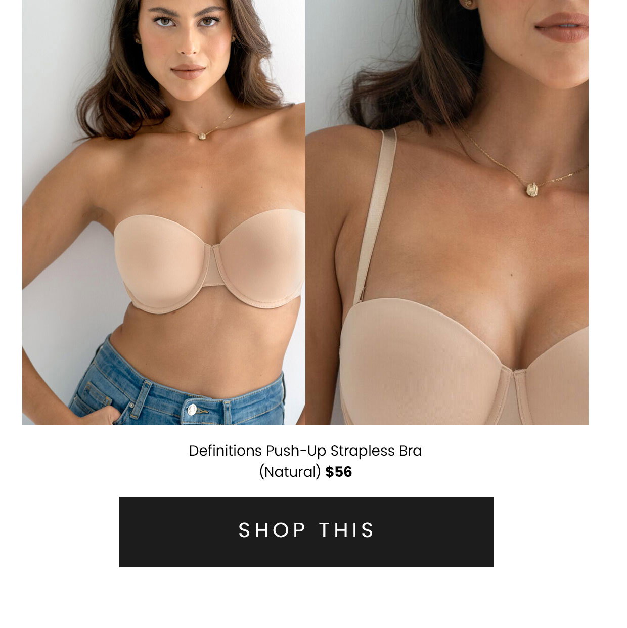 Definitions Push-Up Strapless Bra - Natural