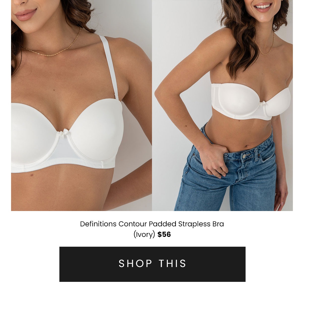 Definitions Lightly Padded Multiway Strapless Bra - Ivory
