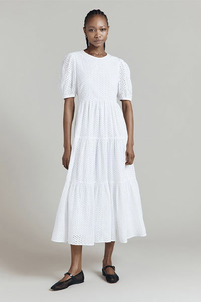Celeste Cotton Broderie Anglaise Midi Dress