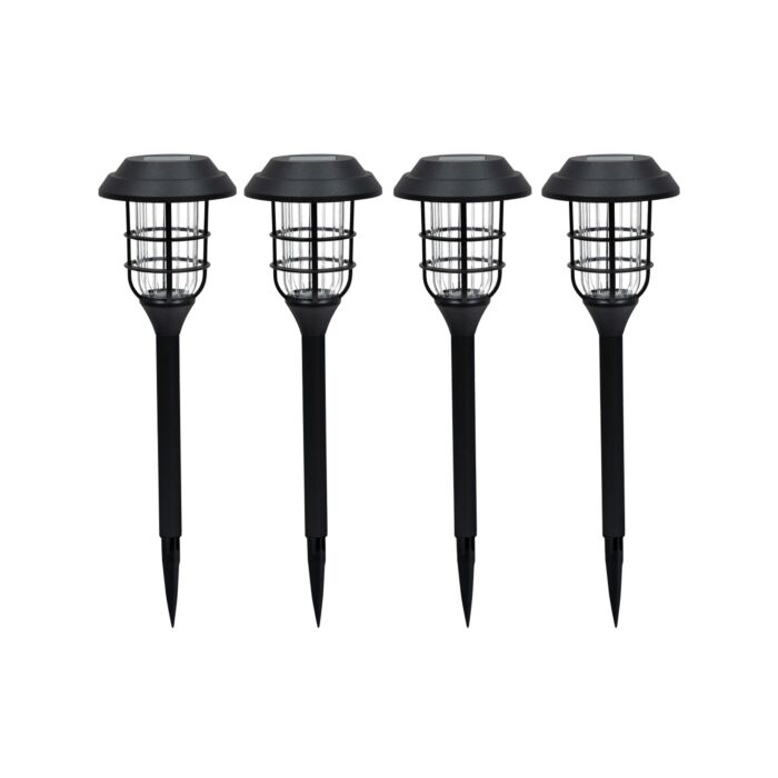 Solarlampe «Muhli», 4 Stück, mit Erdspiess , schwarz