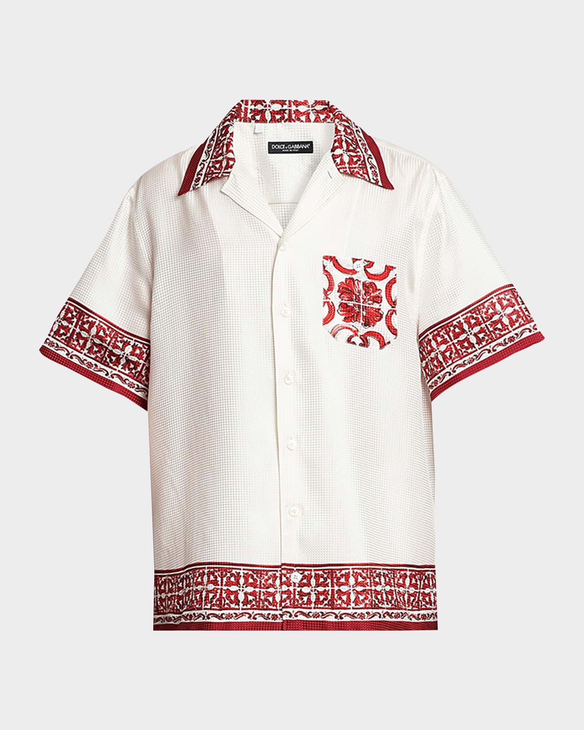 Men's Majolica-Print Jacquard Twill Short-Sleeve Shirt