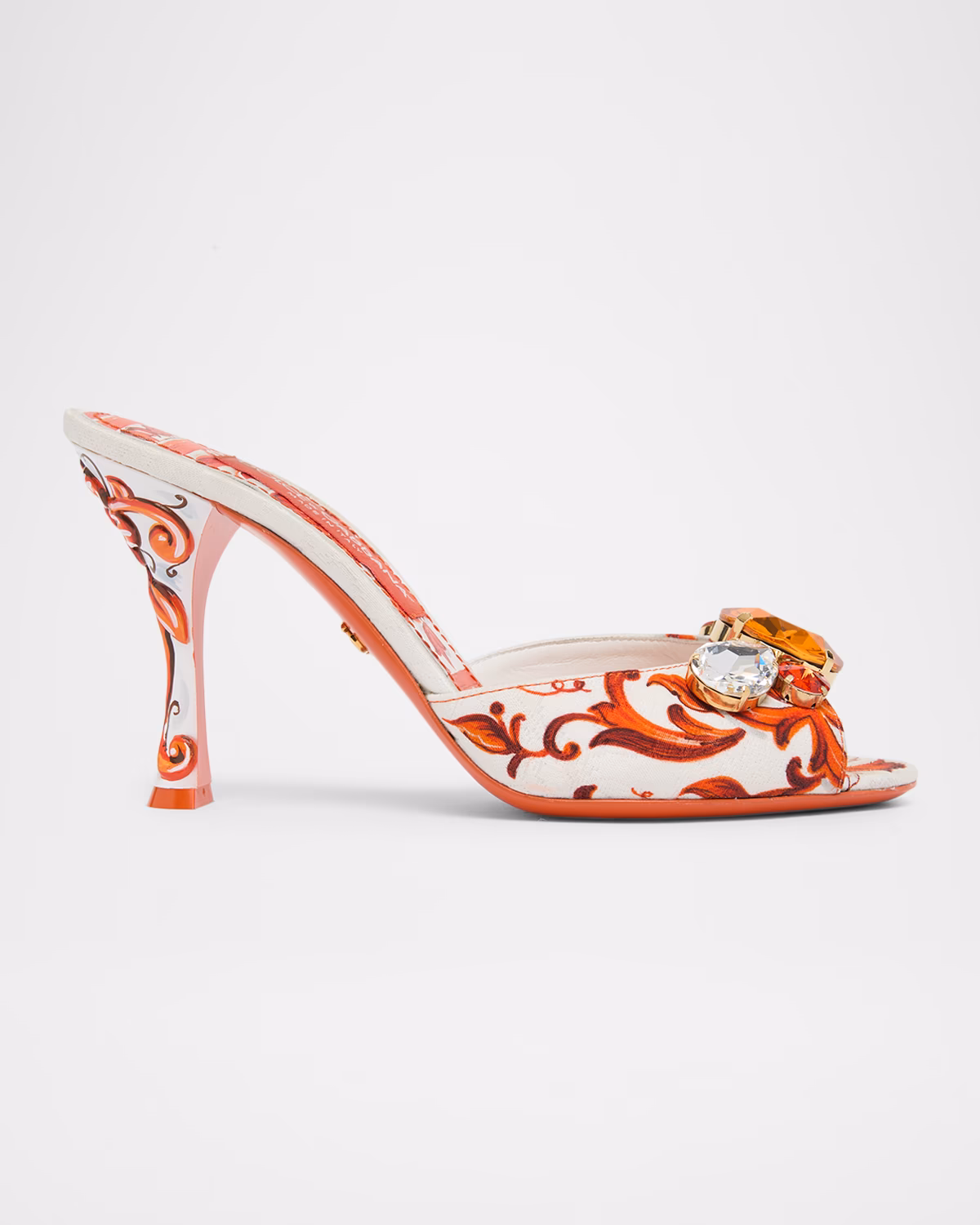 85mm Maiolica Canvas Peep-Toe Slide Sandals