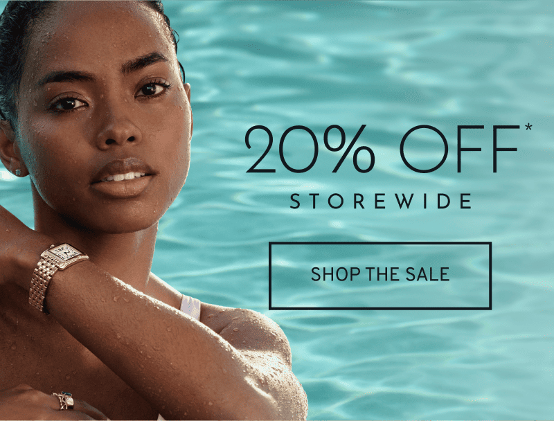 Model in pool wearing watch and other jewelry. 20% Off Storewide. Click to Shop The Sale