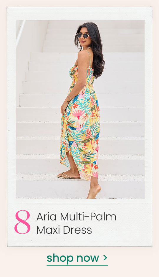 aria multi-palm maxi dress