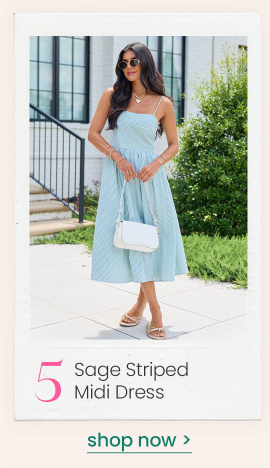 sage striped midi dress