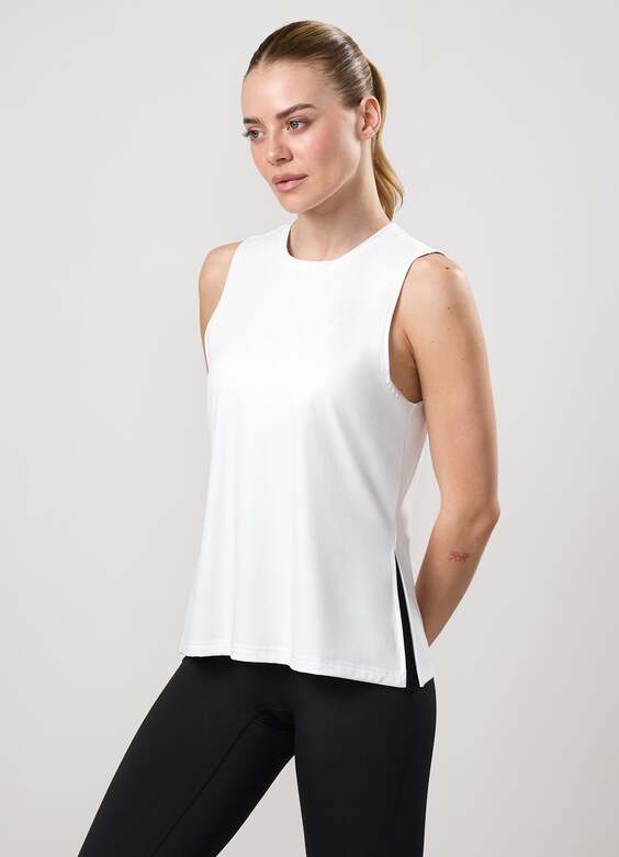 Gym King Victory Performance Split Hem Tank - White