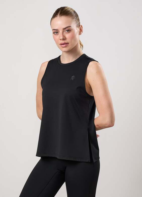 Gym King Victory Performance Split Hem Tank - Black