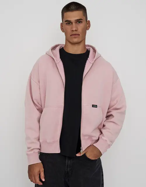 Washed Oversized Cropped Zip Up Hoodie