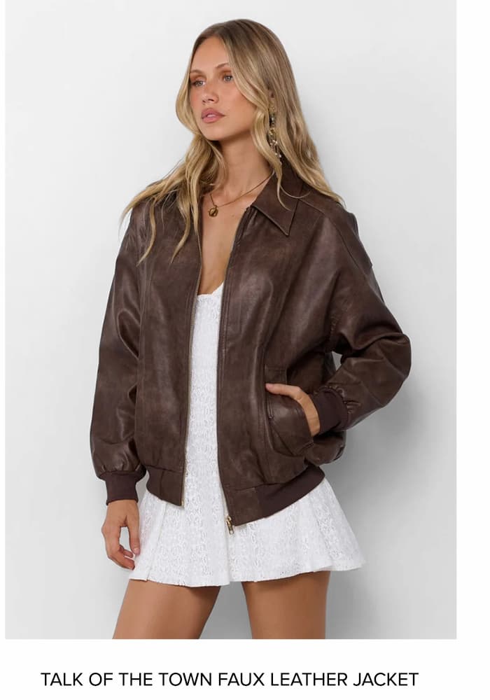Talk Of The Town Faux Leather Jacket Chocolate