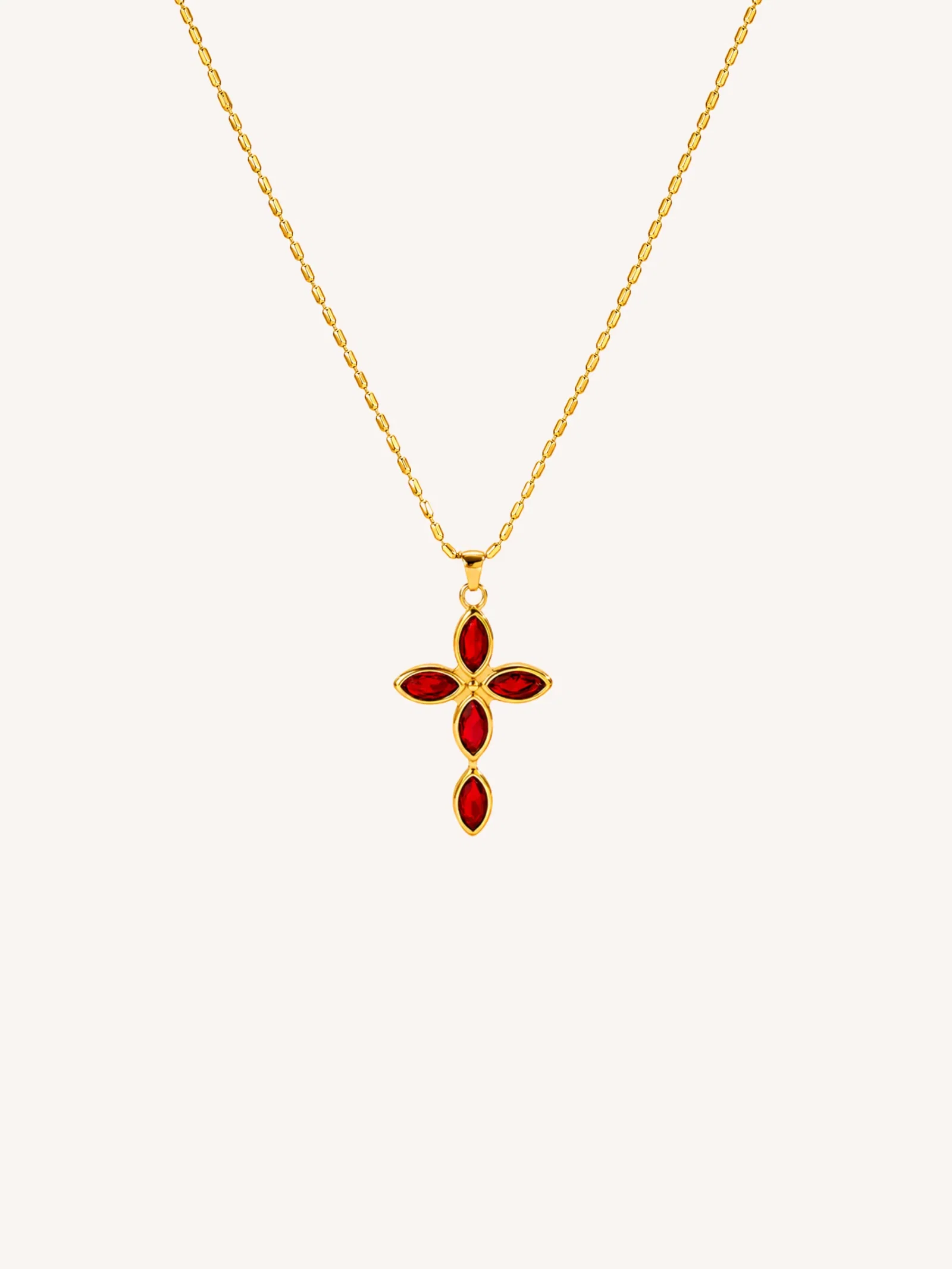 Image of Red CZ Cross Necklace