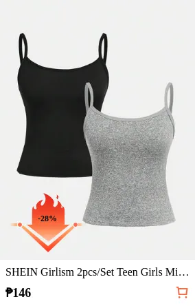 SHEIN Girlism 2pcs/Set Teen Girls Minimalist Comfortable Soft Camisole Bra Set Fall Winter