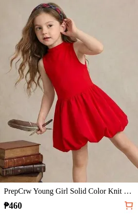 PrepCrw Young Girl Solid Color Knit Mock Neck Sleeveless Woven Hem Fitted Red Dress, Valentine's Day Outfit
