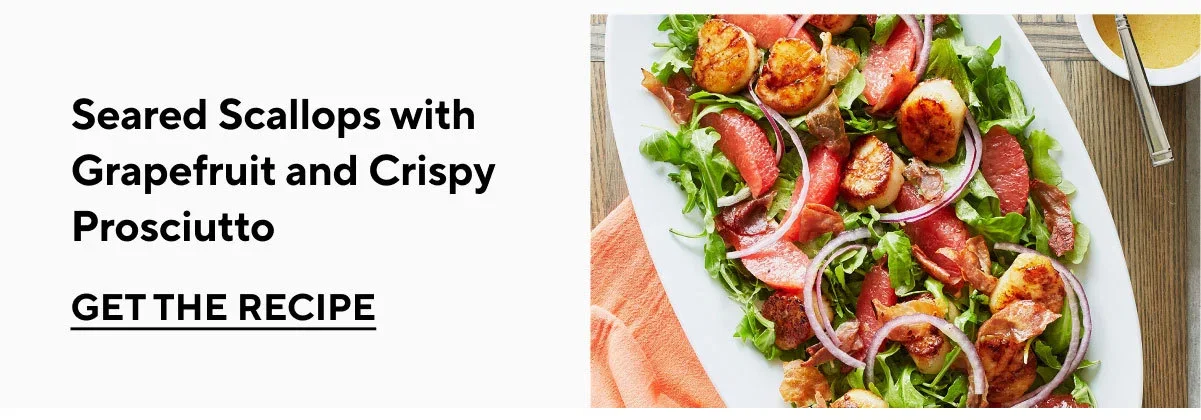 Seared Scallops with Grapefruit And Crispy Prosciutto