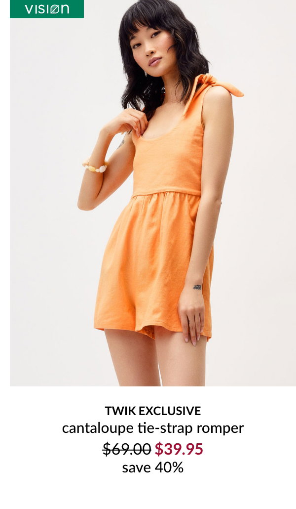 Vision Twik exclusive cantaloupe tie-strap romper at 29,95 $ instead of 49 $