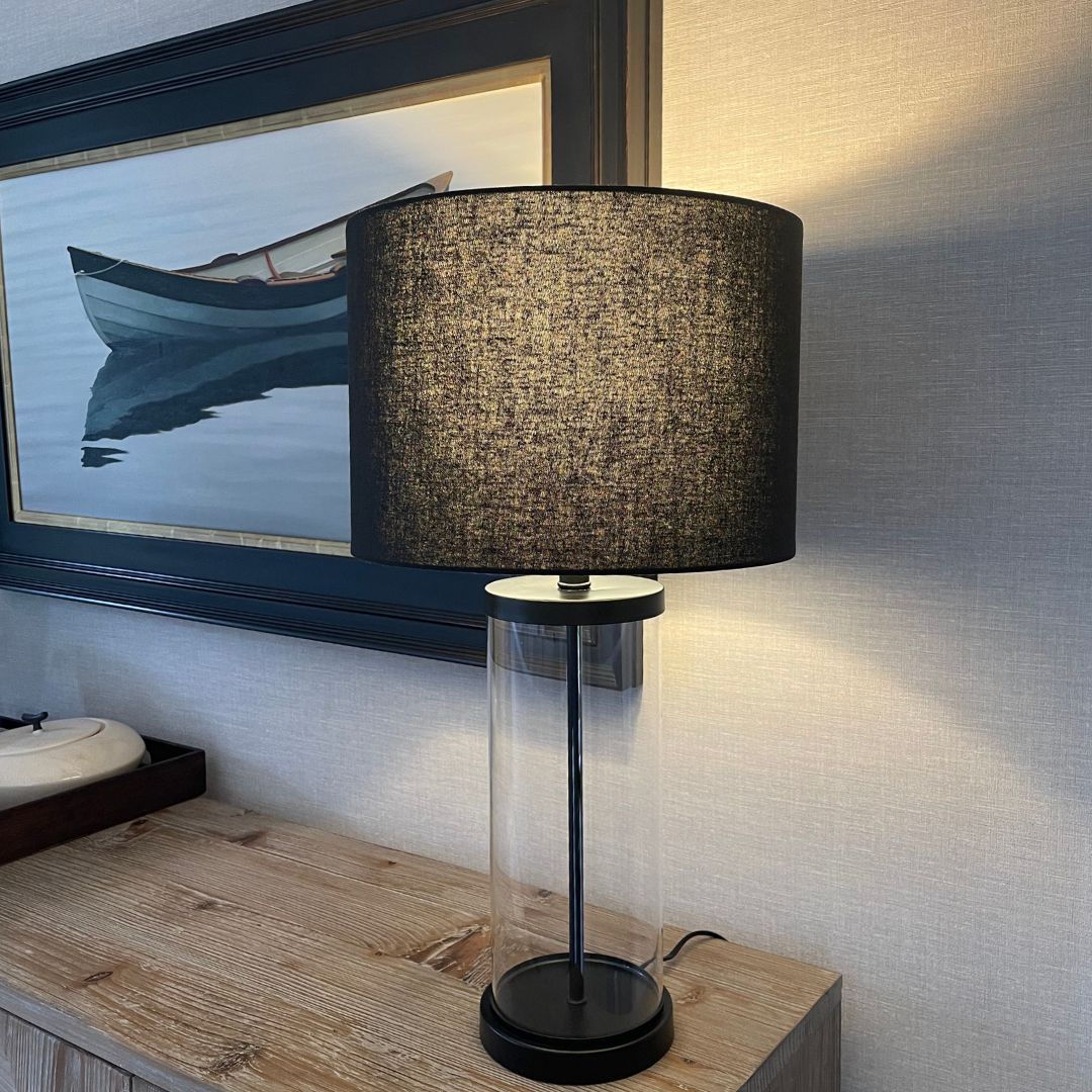 Image of Adelia Black & Glass Table Lamp
