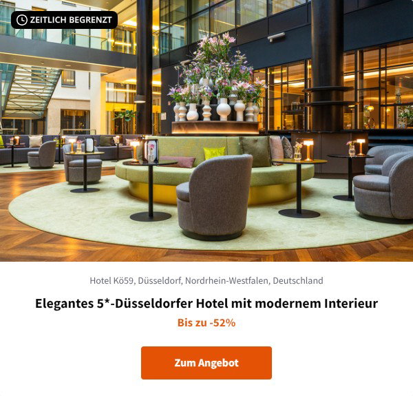 Elegantes 5*-Düsseldorfer Hotel mit modernem Interieur
