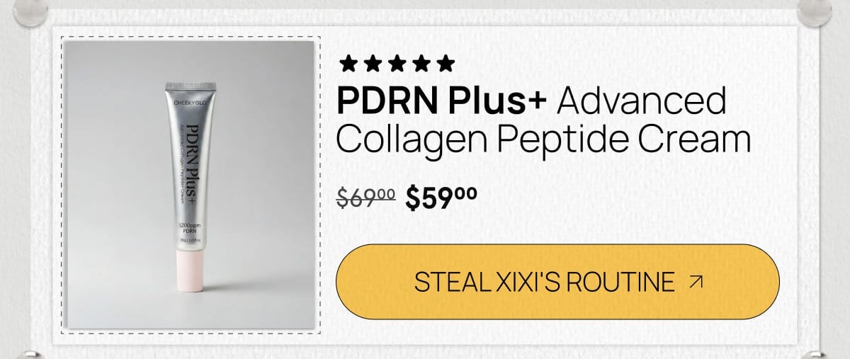 Pdrn Plus Advanced Collagen Peptide Cream tube with five stars and reduced value