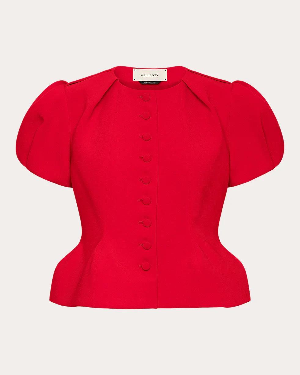 Nelly Crepe Short-Sleeve Peplum Jacket