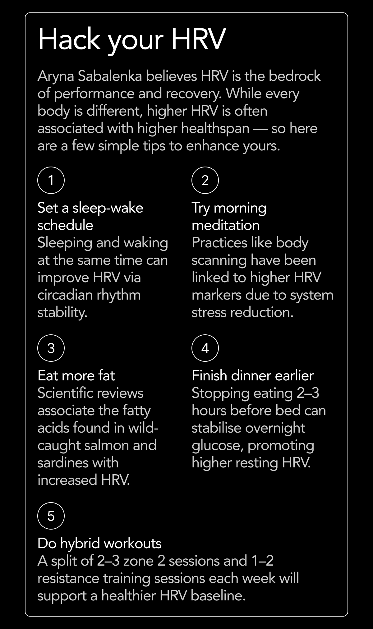 Hack your HRV - 5 tips inspired by Aryna Sabalenka