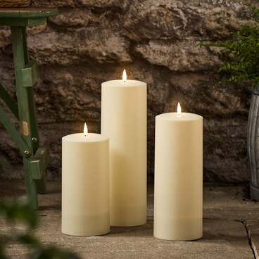 Lot de 3 Grandes Bougies Solaires TruGlow®
