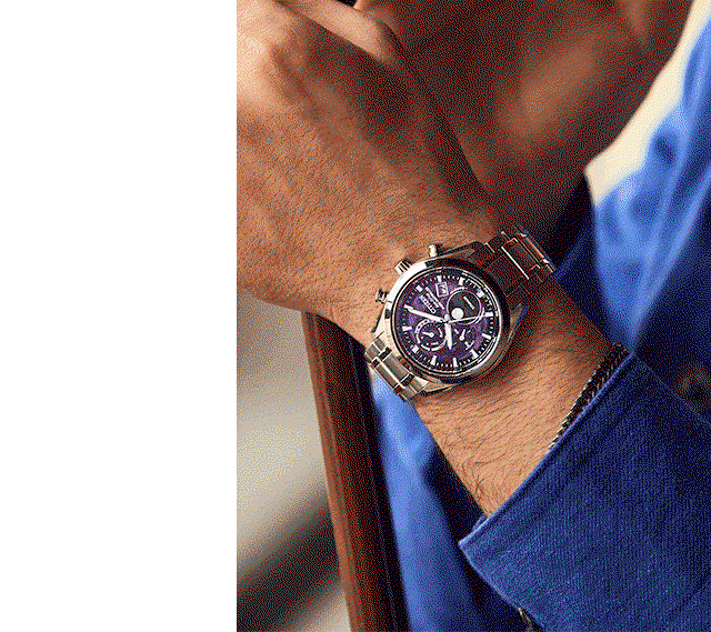 Tsuki-yomi A-T Purple Dial Super Titanium Bracelet BY1010-81Z
