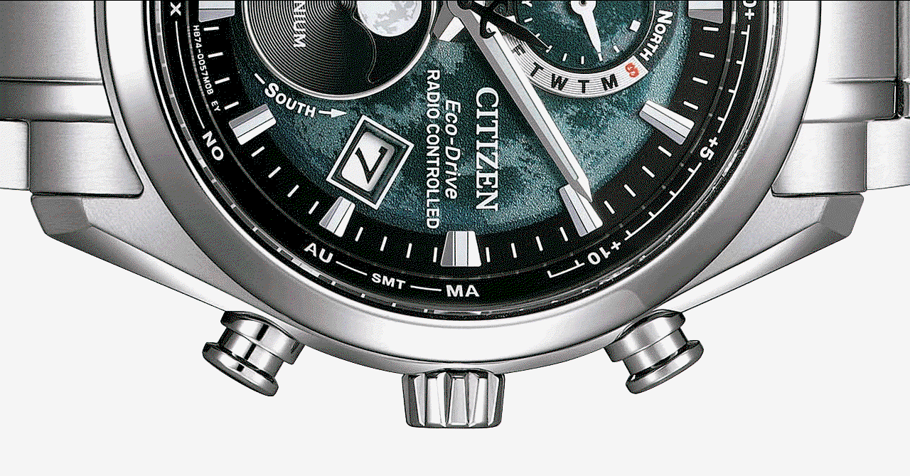 Tsuki-Yomi A-T Green Dial Super Titanium Bracelet BY1010-57X