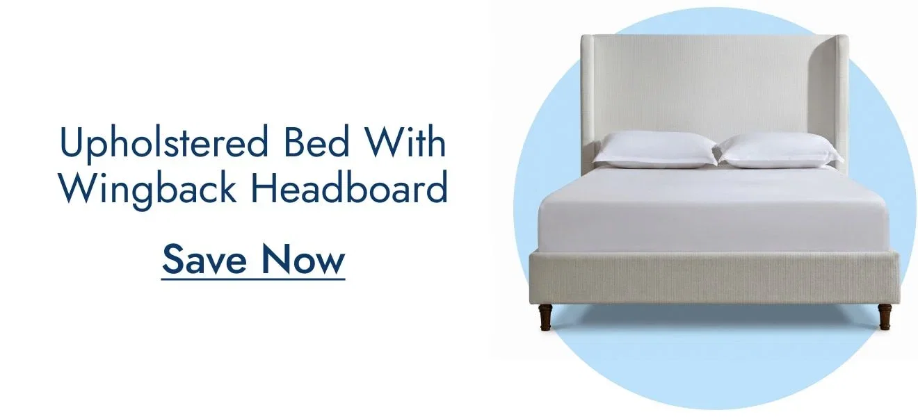 Contemporary Upholstered Platform Bed with Wingback Headboard