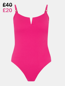 Rib Shaping Swimsuit Pink