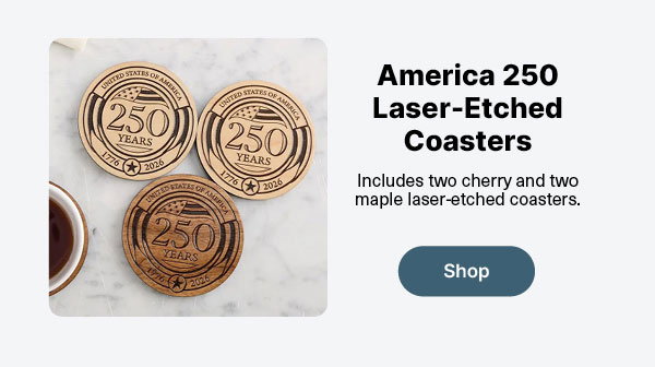 America 250 Laser-Etched Coasters (Set of 4)
