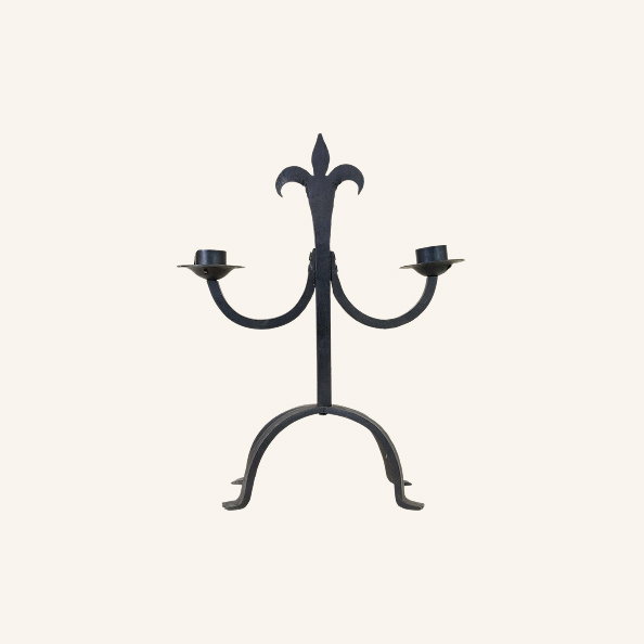 French Hand Forged Iron Candle Holder