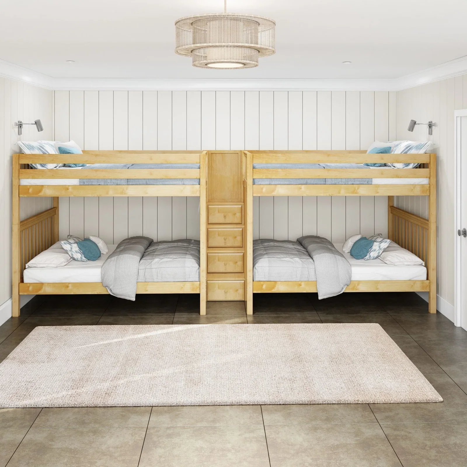 Image of Classic Quad Bunk Bed with Stairs