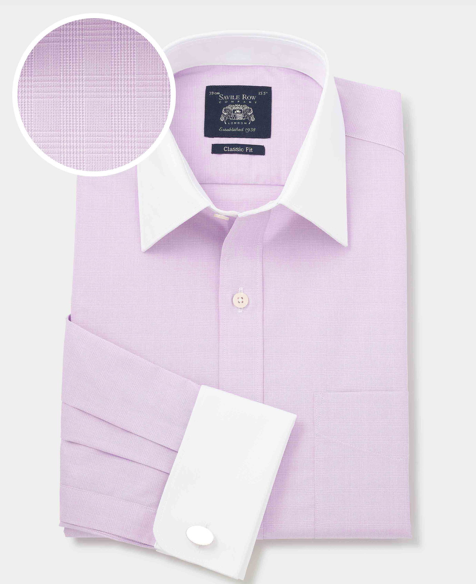 Image of Lilac Cotton Fine Check Classic Fit Shirt