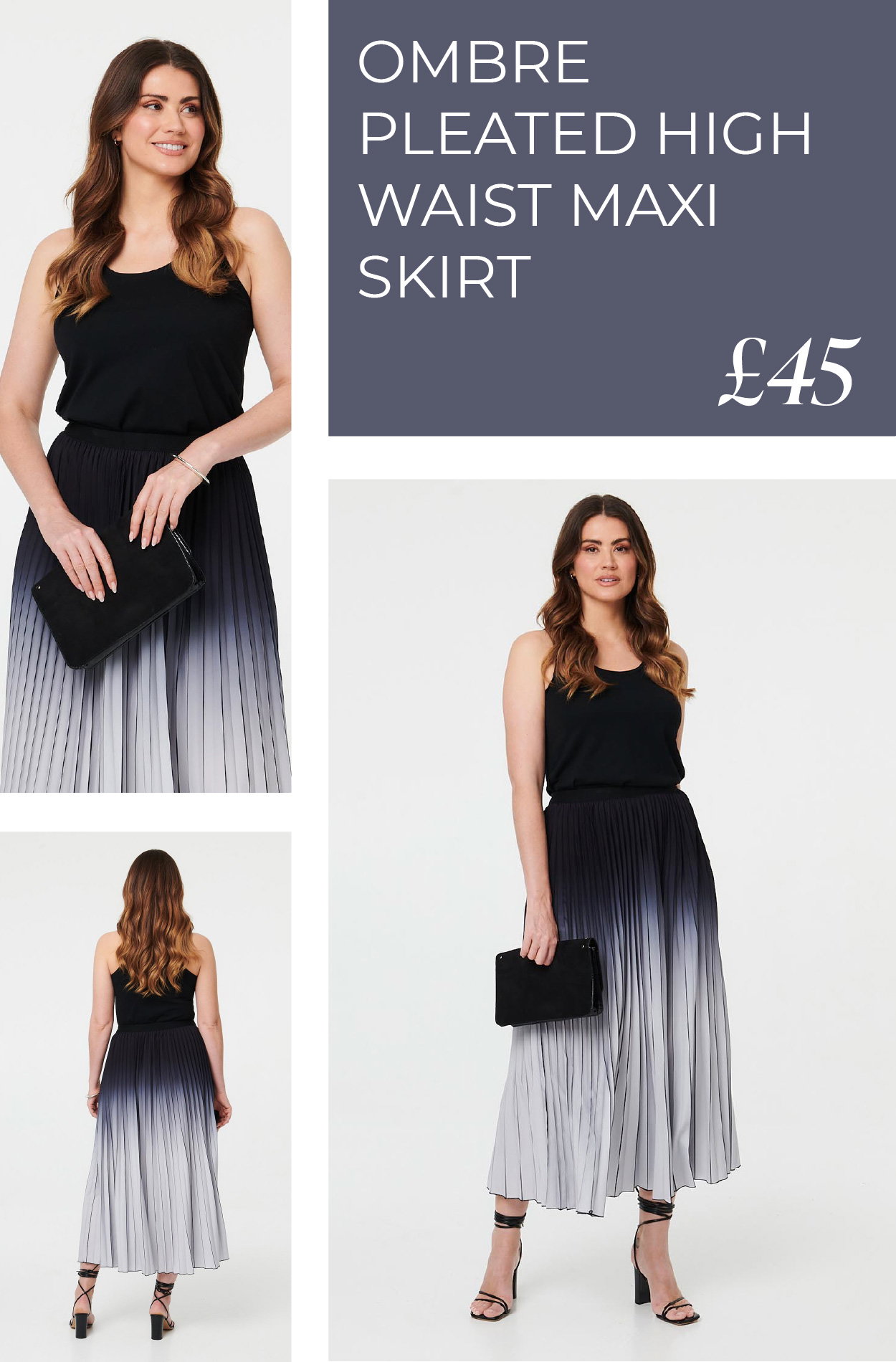 Ombre Pleated High Waist Maxi Skirt | Shop Now