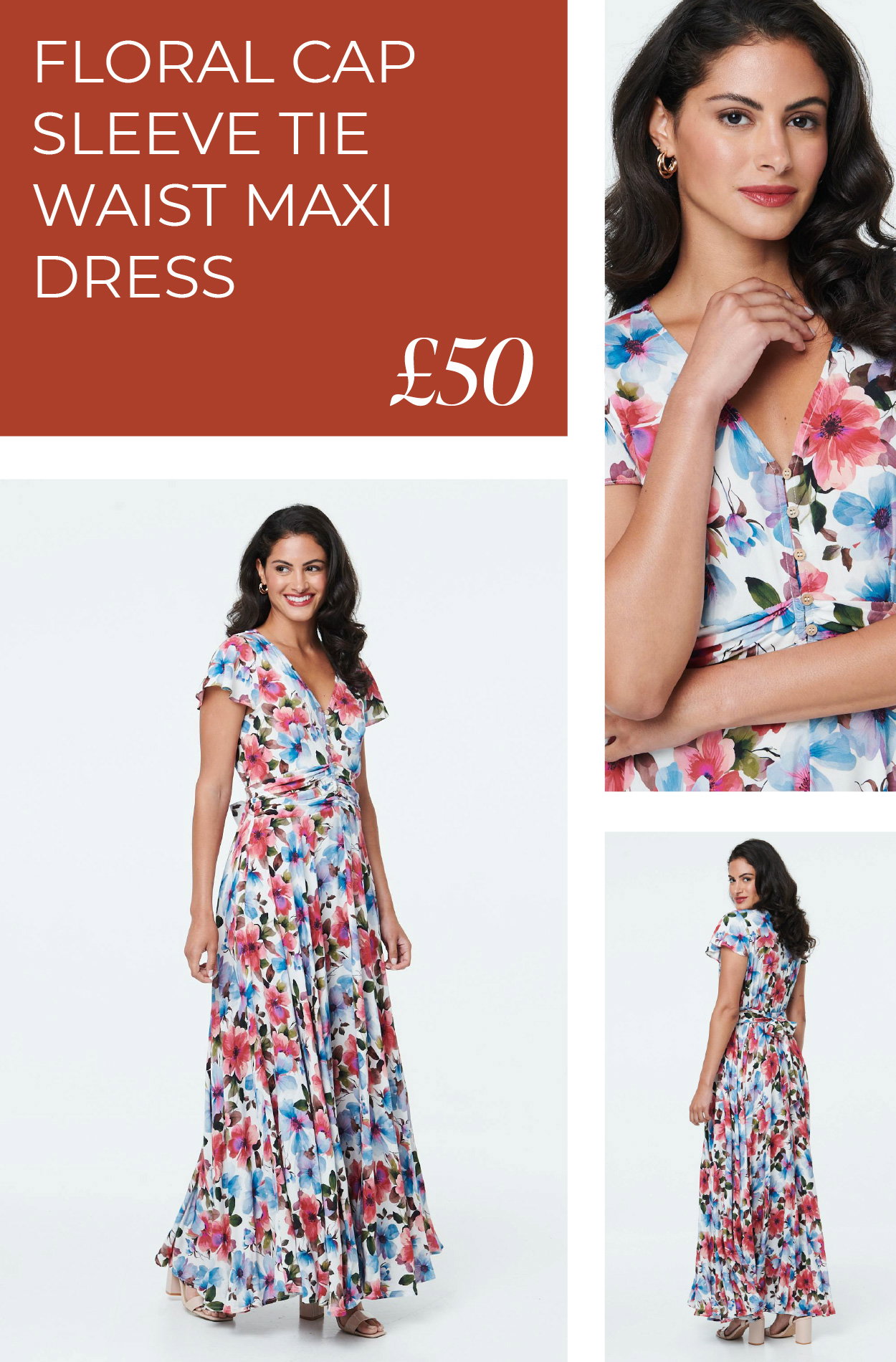 Floral Cap Sleeve Tie Waist Maxi Dress | Shop Now