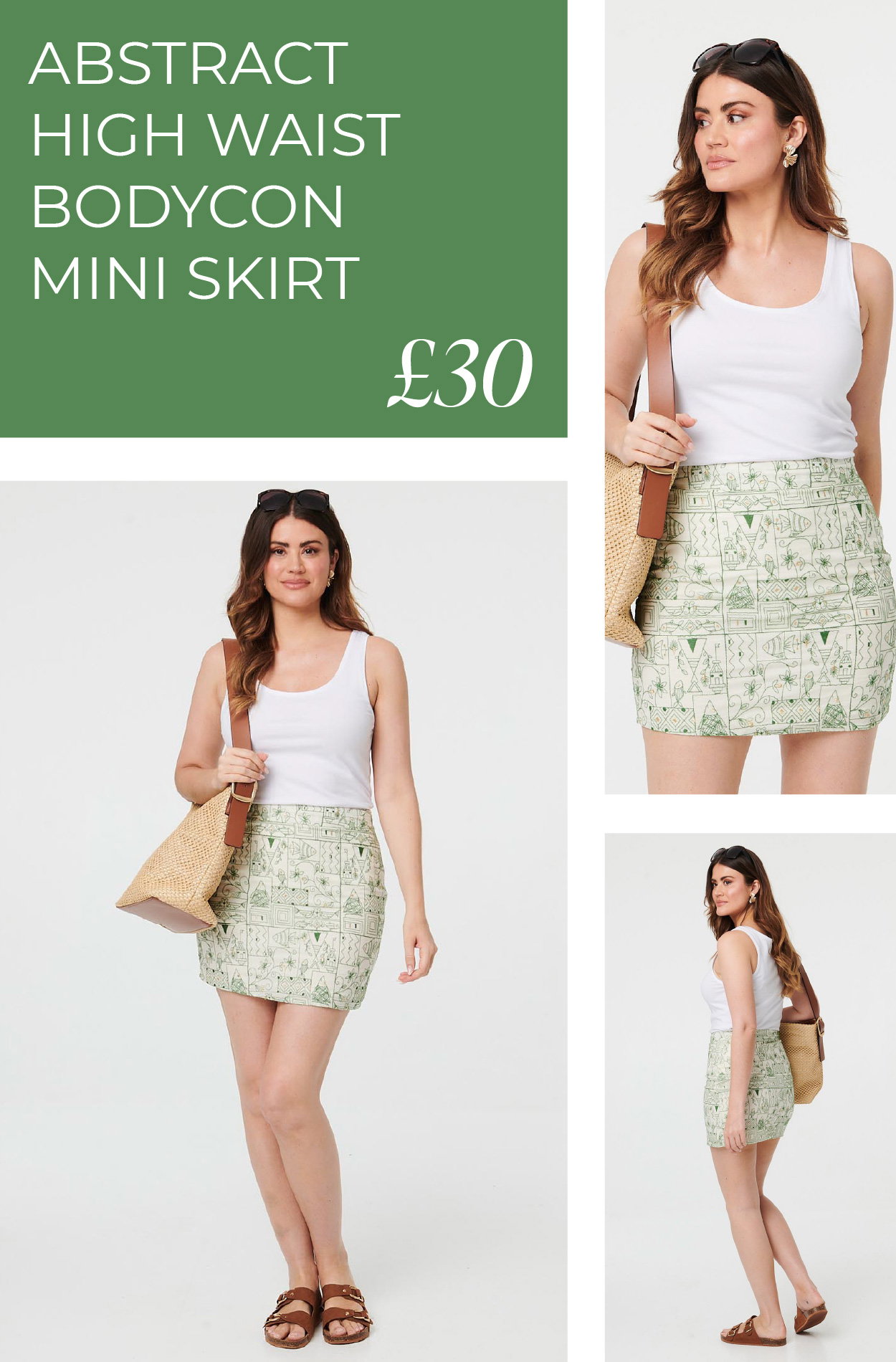 Abstract High Waist Bodycon Mini Skirt | Shop Now